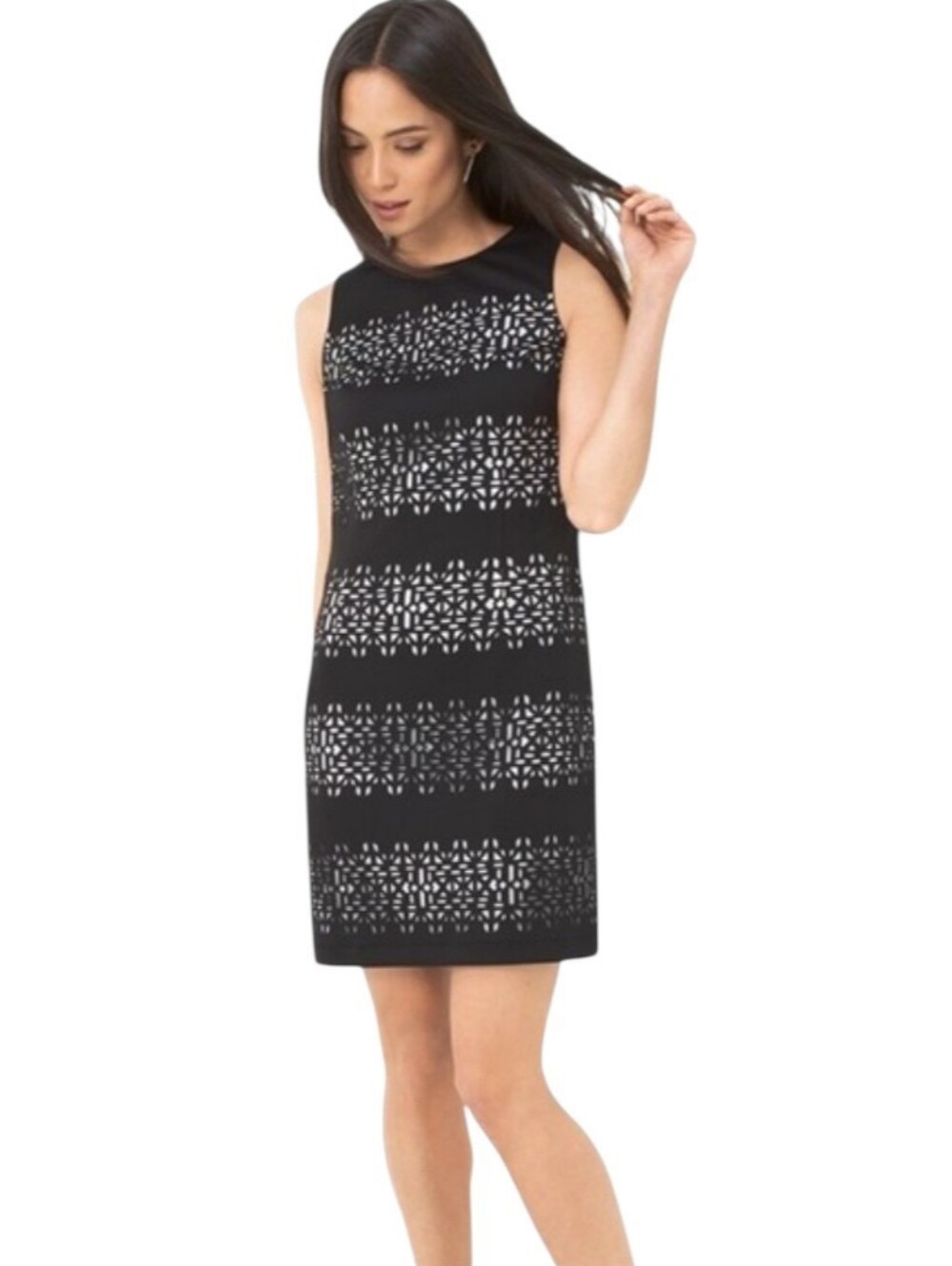 WHBM Black & White Laser Cut Midi Dress